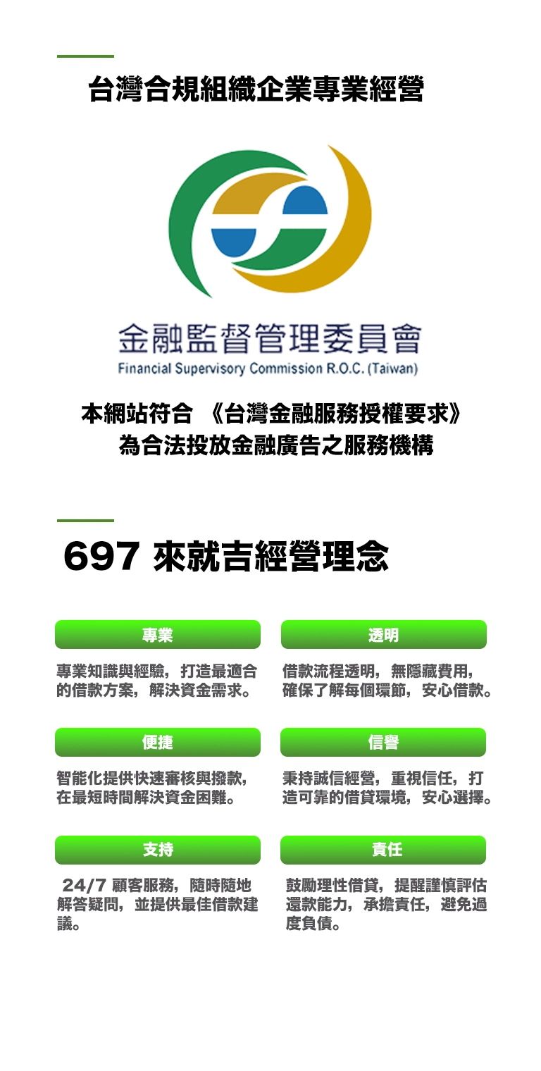 本網站符合《台灣金融服務授權要求》為合法投放金融廣告之服務機構