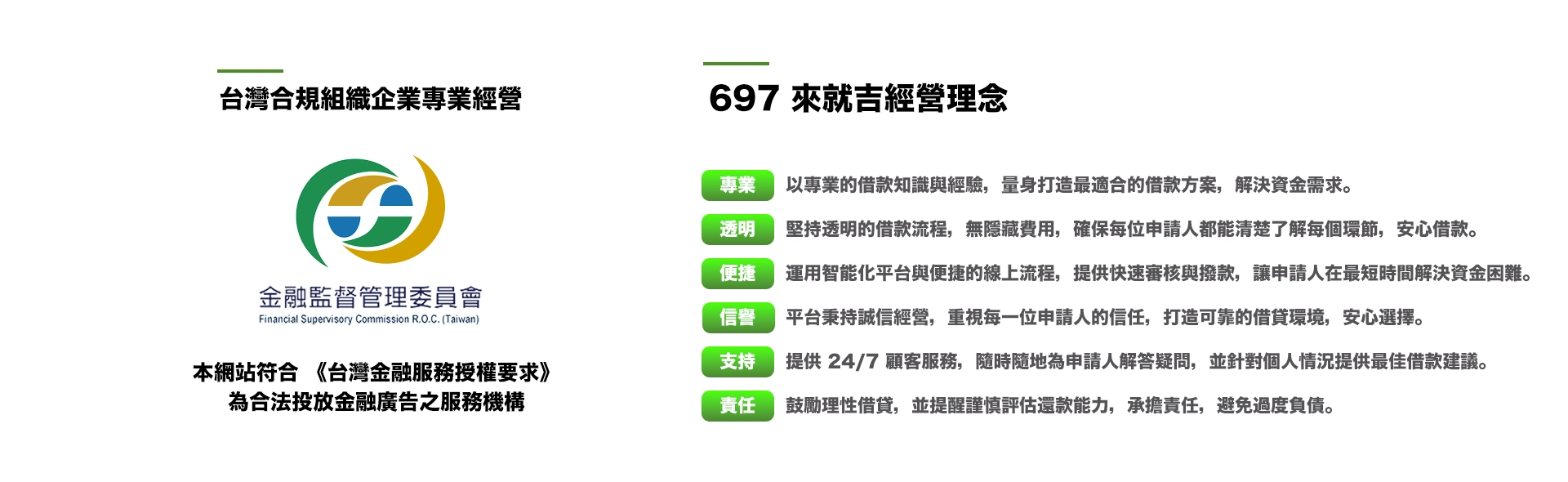 本網站符合《台灣金融服務授權要求》為合法投放金融廣告之服務機構