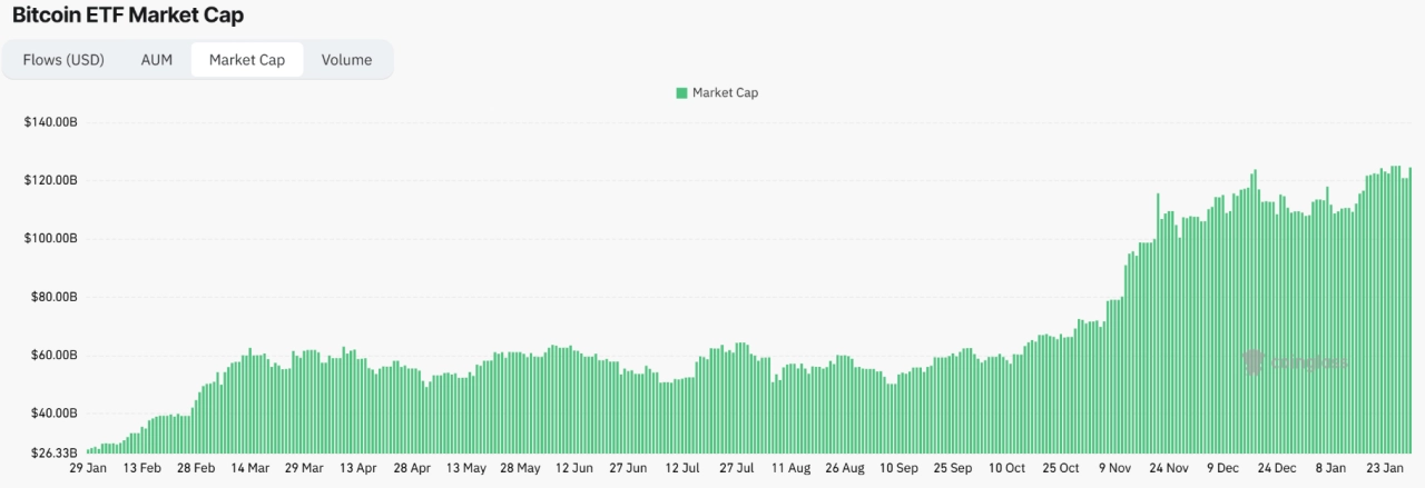 比特幣 ETF 市值數據。來源：CoinGlass