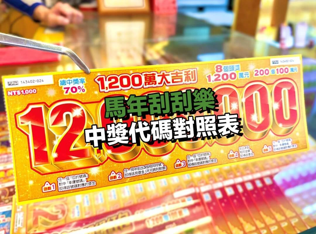 2026 馬年刮刮樂攻略｜中獎代碼對照表