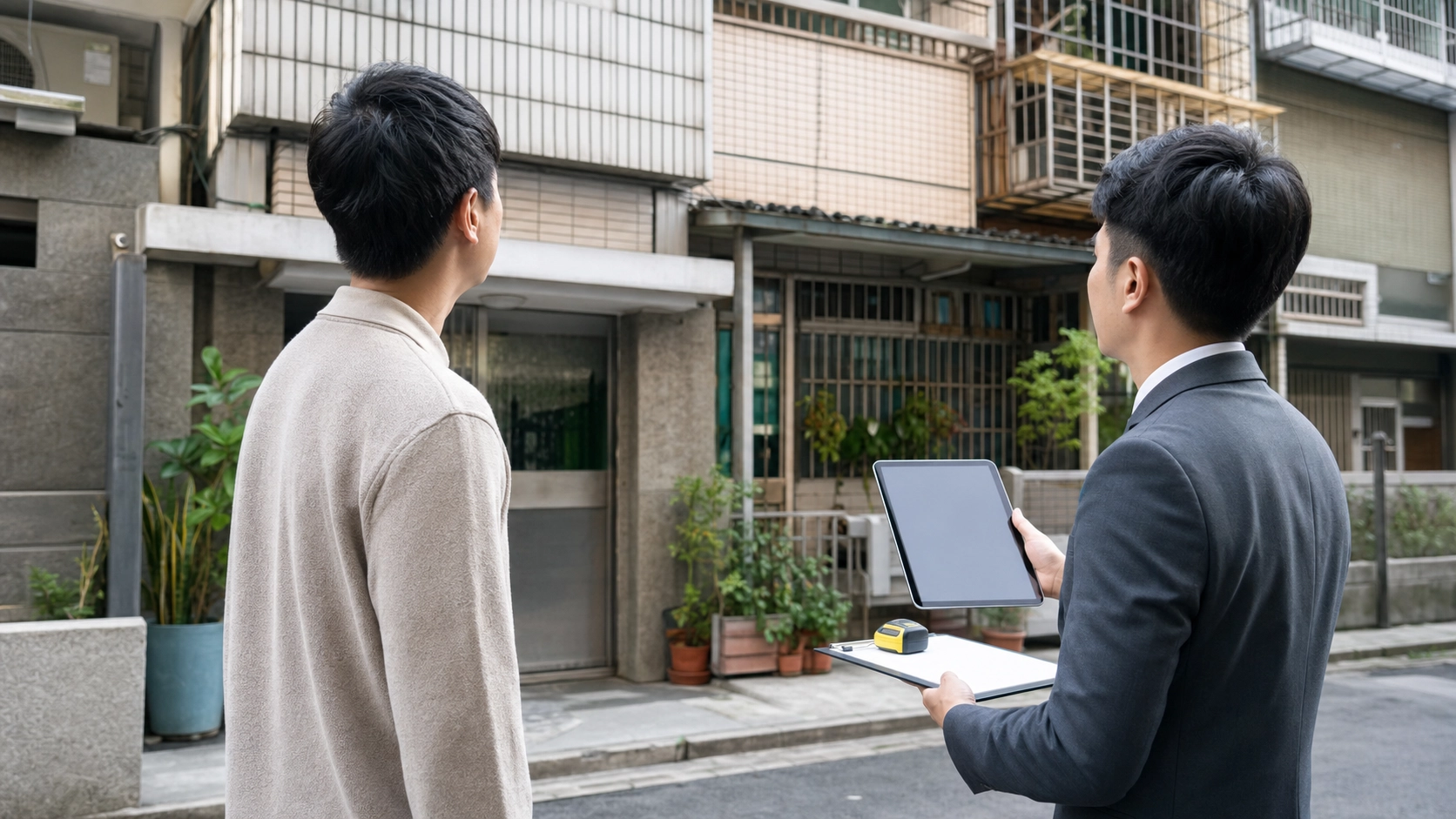 屋主與估價人員查看房屋現況的二胎評估情境