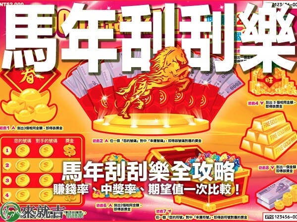 2026 馬年刮刮樂全攻略｜賺錢率、中獎率、期望值一次比較！